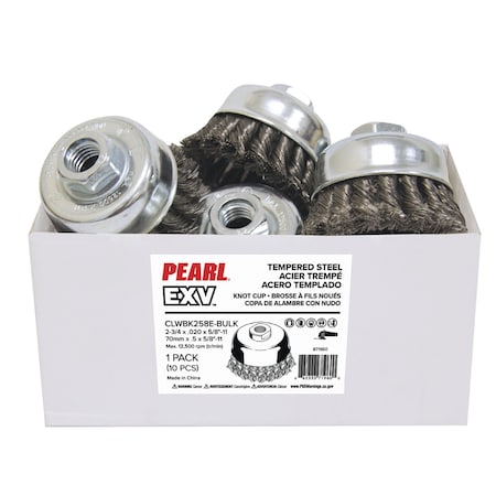 Pearl EXV Knot Cup Wire Brush 2 3/4 x .020 x 5/8-11, Pack of 10 CLWBK258E CLWBK258E-BULK
