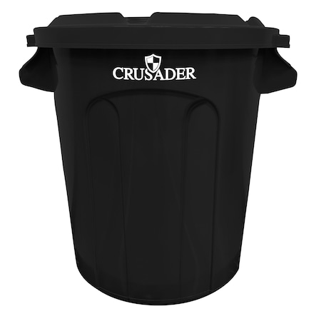 Round Heavy-duty Utility Container, 10 Gal, 15-3/5in Dia. x 17-3/10in H, PE, Black, NSF