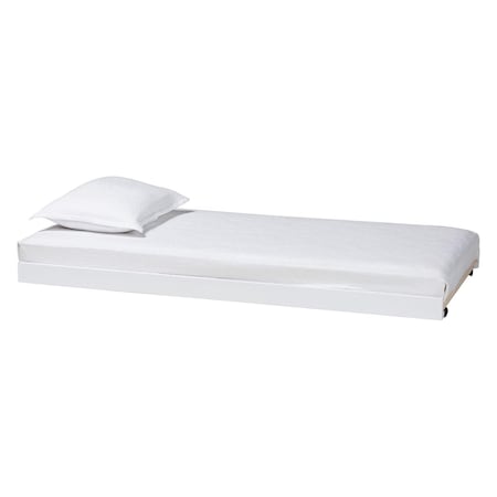 Baxton Studio Lucera Trundle - Underbed Low-Profile Rolling Base for Daybeds and Guest Rooms, Twin, White 263-14375-ZORO