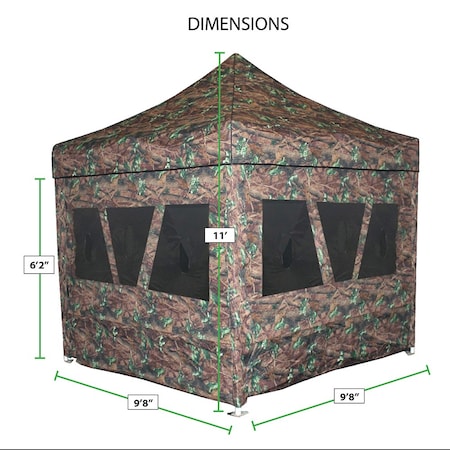 King Canopy 2in1 Hunting Blind & Instant Pop Up Tent 10ftx10ft, 1in Steel Frame, Camouflage HBF10X10