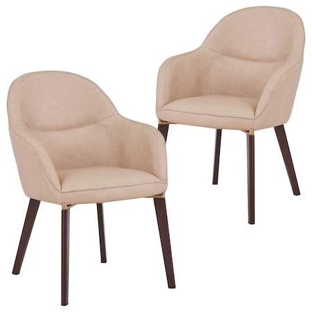 Leisuremod Elias Dining Chair Upholstered in Leather Velvet and Powder Coated Iron Legs, 2PK EDC21LTP-2