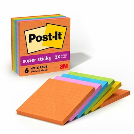 Post-It Super Sticky Notes, 4x4 In., PK6 675-6SSUC