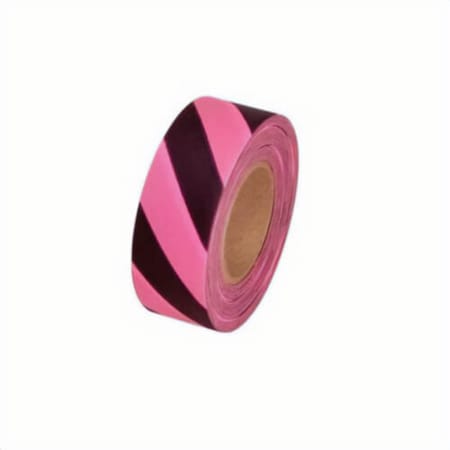 C.H. Hanson Flagging Tape, Fluorescent Pink/Black Stripe, 150 ft L x 1-3/16 in W 17055