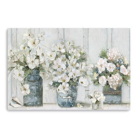 Homeroots 48" x 32" Watercolor Soft Pastel Bouquet Trio Canvas Wall Art 398913