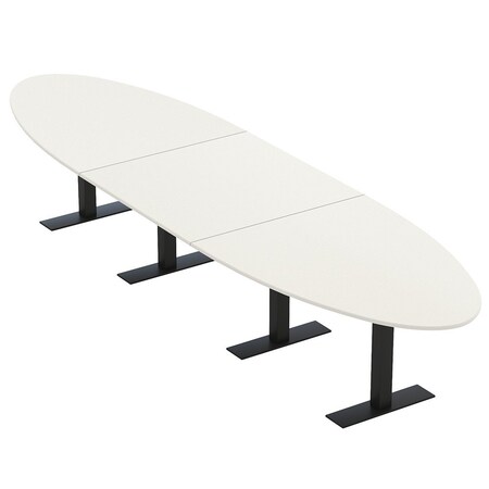 Skutchi Designs 16ft Conference Table With Power Unit | 14 Person Modular Oval Meeting Table | Harmony Series HAR-OVL-48X192-T.BK-W960-NA