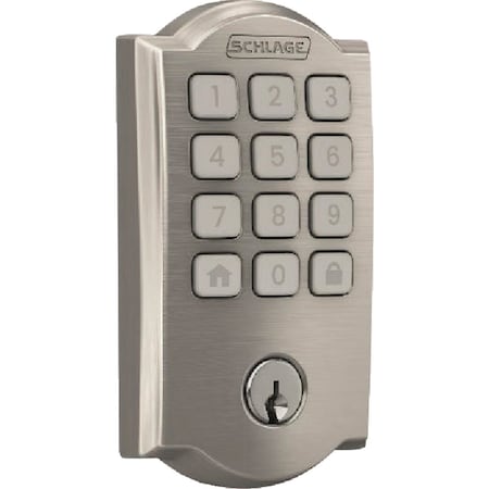 Schlage Arrive Camelot Satin Nickel Smart WiFi Deadbolt BE459WBVCAM619