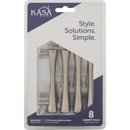 Hardware Resources KasaWare 4'' Overall Length Satin Nickel Fluted Bar Pull, 8PK K5123SN-8