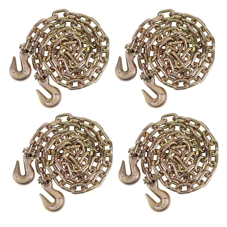 Mytee Products G70 Binder Chain Grade 70 Truck 1/2in x 12ft w/grab Hooks, 4PK CH1212x4