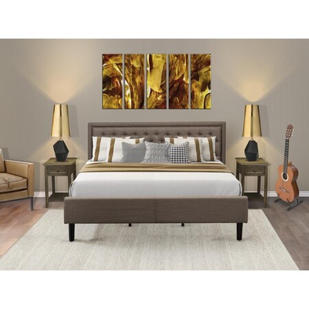 East West Furniture 3 Piece Kendall King Size Bedroom Set - Black KD18K-2DE07