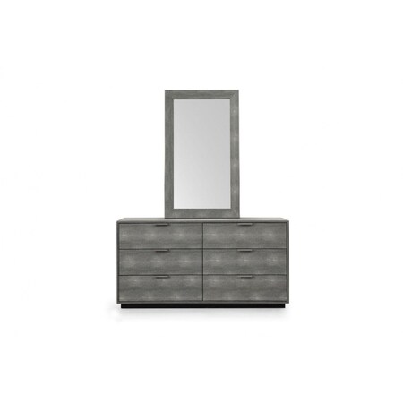 Homeroots 59" Grey Solid And Manufactured Wood Six Drawer Double Dresser 490821