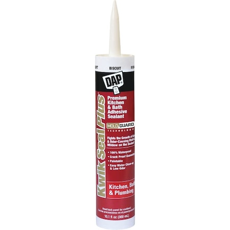 Dap Kwik Seal Plus 10.1 Oz. Biscuit Premium Kitchen & Bath Adhesive Sealant 7079818519