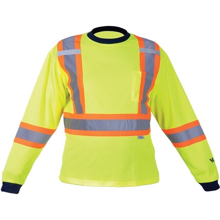 Viking Unisex High Visibility Long Sleeve Shirt, Polyester/Cotton, Pullover, Green, 2XL 6015G-XXL