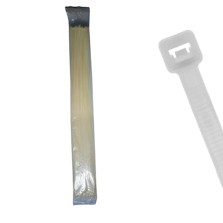 Cable Ties Unlimited Cable Tie, 36 in L, 50 lb Strength, 10.5 in Max Bundle Dia, Nylon 6/6, Natural, 100PK S36-50-9C