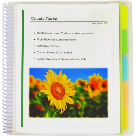 C-Line Products 10-Pocket Poly Portfolio w/Write-On Tabs, Spiral Bound, Clear, PK3 33650