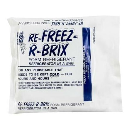The Packaging Wholesalers Re-Freez-R-Brix Cold Bricks, 7.5 Oz., 4-1/2"L x 4"W x 3/4"H, White/Blue, 42/Pack RB8