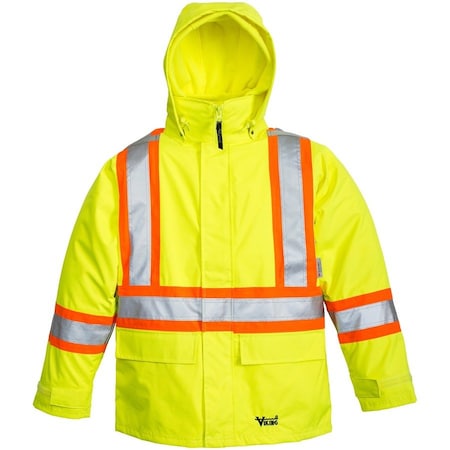 Viking 3-in-1 Tri-Zone Rain Jacket, 300 Denier Polyester/PVC, Class 3 Type R, Yellow/Green, M 6400JG-M