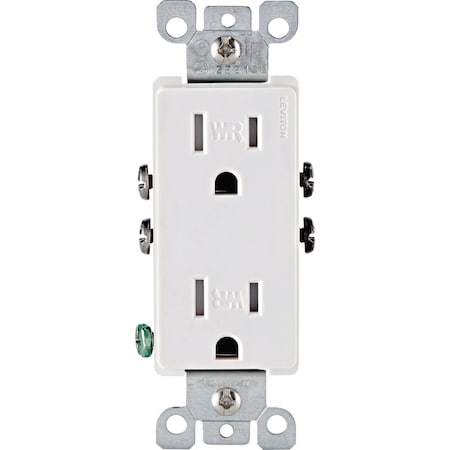 Leviton Decora 15A White Residential Grade 5-15R Weather & Tamper Resistant Duplex Outlet R02-W5325-0TW