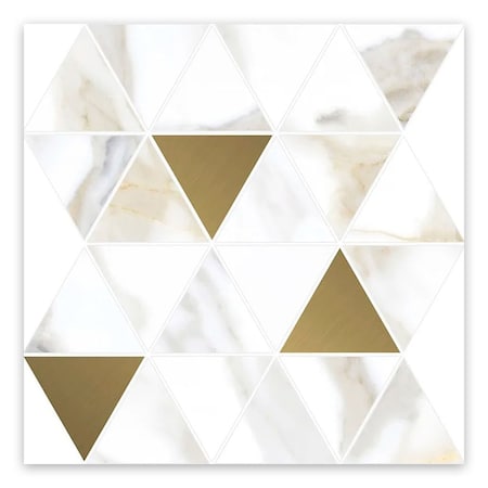 Apollo Tile 10x11 in. Matte White, Gold Porcelain Mosaic Triangle Wall and Floor Tile 8.58 sq ft/case, 11PK COS88BOMOSA