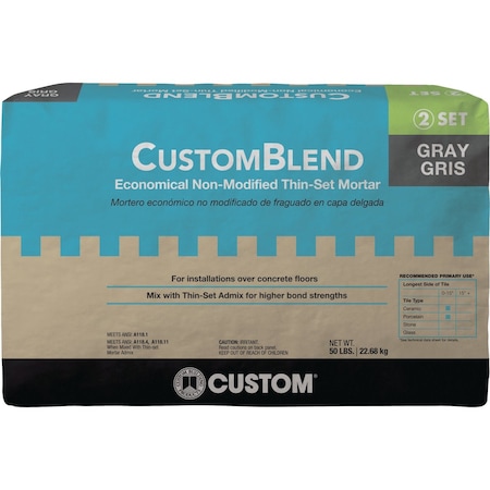 Custom-Blend 50 Lb. Gray Non-Motified Thin-Set Mortar CBTSG50