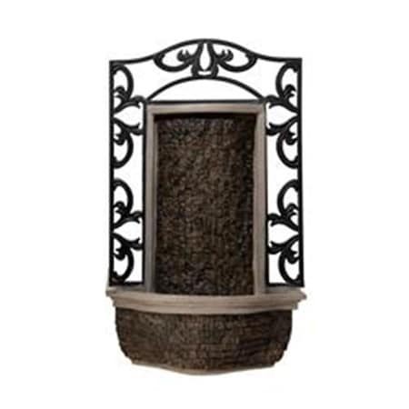 Xbrand 30.31' H Stone/Black Polyresin and Metal Indoor Outdoor Wall Mounted Waterfall Fountain with Pump WFT3374