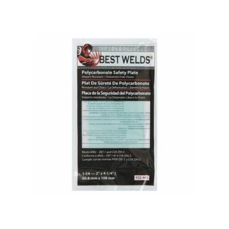 Best Welds Safety Plate, 2 in x 4-1/4 in, Polycarbonate, Clear 901-932-440