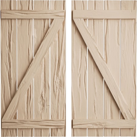 Ekena Millwork Rustic Four Board Spaced Board-n-Batten Riverwood Faux Wood Shutters w/Z-Board, 23 1/2W x 24H, PR SHUBSZ23X24RWPR