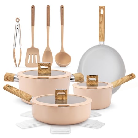 Nutrichef 14-Piece Non-Stick Ceramic Cookware Set NCCWST14WDPK