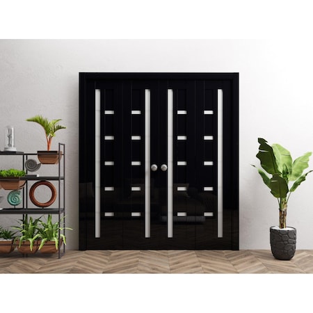 Sartodoors Sliding Closet Double Bi-fold Doors 72x80 inches White Solid Core Modern Interior QUADRO4088DBF-GLOS-72