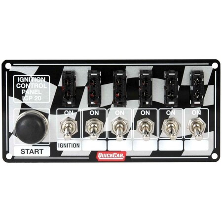 Quickcar Racing Products ICP20 Ignition Race Panel - Ignition Switch - Start Switch with 5-Accessory Switches - ATC Fused QRP50-163