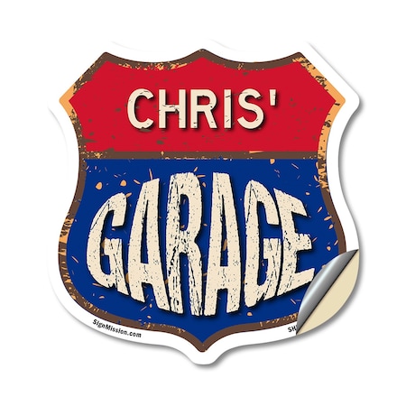 Signmission Chris's Garage, 12 Inch X 12 Inch, Vinyl Decal SHI-D-12-383-CHRIS