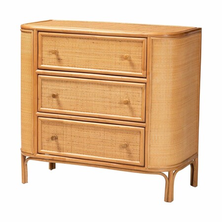 Bali & Pari Radenza Bohemian Light Honey Rattan 3-Drawer Storage Cabinet 248-13703-ZORO