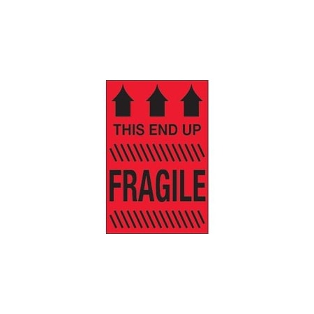 Bubblefast 4 x 6'' - ''This End Up - Fragile'' Fluorescent Red Labels BFDL1185