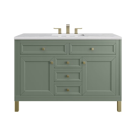 James Martin Vanities Chicago 48 in. Single Vanity, Smokey Celadon, w/ 3 CM Arctic Fall Solid Surface Top 503-V48-SC-3AF