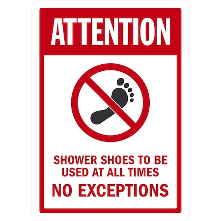 Lyle Attention Shower Shoes To Be Used At All Times No, 10x14, Non-Reflective, White G-1299-ND_10x14