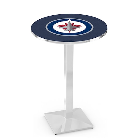 Holland Bar Stool Co 36" Chrome Winnipeg Jets Pub Table, 36" dia. Top L217C3636WinJet