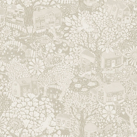 A-Street Prints Bygga Bo Light Grey Woodland Village Wallpaper 4111-63006