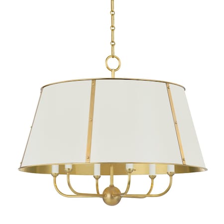 Hudson Valley Lighting Mark D. Sikes X Cambridge 6 Light Chandelier 28.5 In. Aged Brass/Off White MDS121-AGB/OW