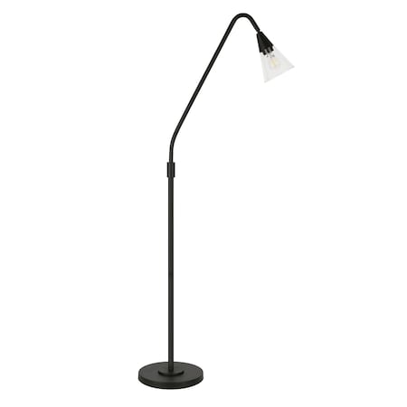 Homeroots 65" Black Reading Floor Lamp With Clear Transparent Glass Dome Shade 523448