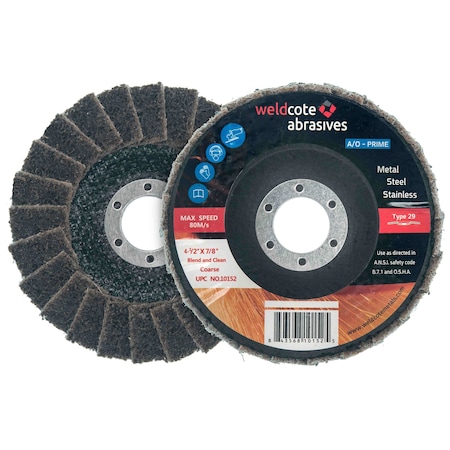 A-Prime Weldcote 4-1/2in x 7/8 Surface Conditioning Flap Discs, Grit 320, 10PK 10154