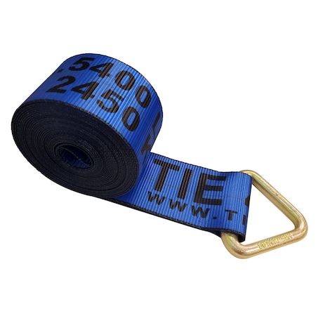 Tie 4 Safe 4'' x 30' Winch Straps w/ Delta Ring WLL: 5,400 lbs. Blue TWS42-1530-F94-BU-C-1
