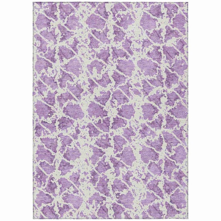 Homeroots 5' X 8' Lilac And Ivory Abstract Washable Indoor Outdoor Area Rug 614174