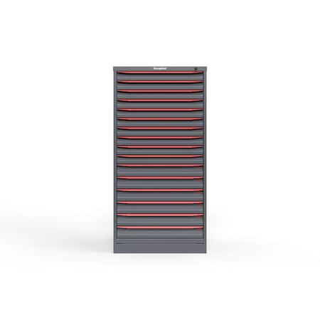 Strong Hold 16 drawer cabinet - (10x 2ft, 6x 3ft) - Red accents - Keyed Alike S3060-PPAAS-1601DS
