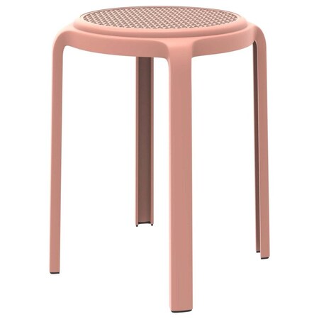 Leisuremod Tresse Stackable Plastic Round Dining Stool with Wicker Seat, Pink TSR13PK
