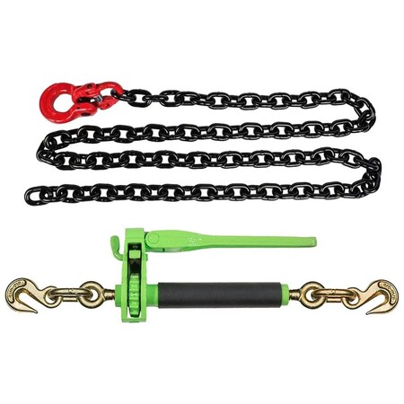 Mytee Products Folding Load Binder Kit 3/8inx8ft G80 Axle Chain w/Omega & 1/2 5/8in Chain Binder CH388-CBR12-KIT