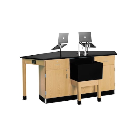 Diversified Spaces Workstation, Oak, Wood Frame, 96 in W, Red 2936KLH