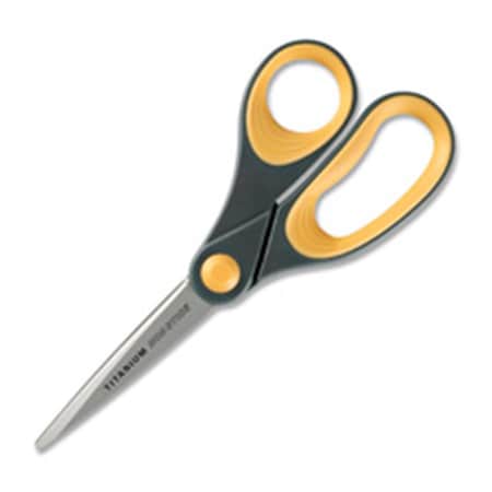 Officespace Scissors- Titanium Bonded- 8in. Straight- Gray-Yellow OF127069
