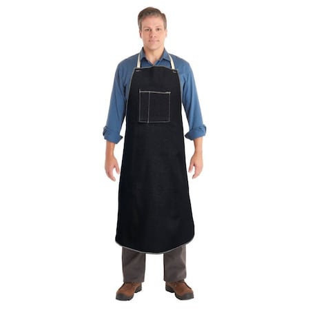 Ansell Bib Apron, Denim, Blue, 36 in, Universal 57-003