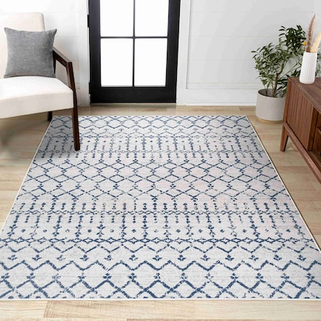 Jonathan Y Moroccan HYPE Boho Vintage Diamond Cream/Navy 9 ft. x 12 ft. Area Rug MOH101F-9