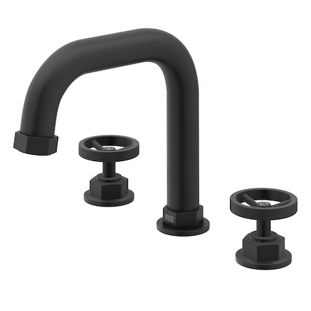 Vigo Hart Two Handle Three-Hole Widespread Bathroom Faucet in Matte Black VG01305MB
