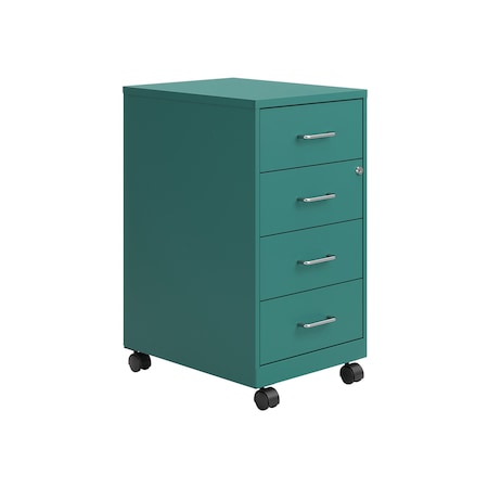 Space Solutions 14.25 in W 4 Drawer Mobile Organizer, Teal 25946